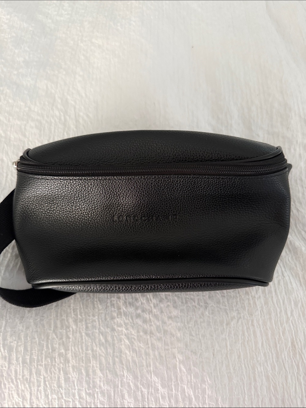 Longchamp Black Pebbled Leather Belt Bag NEW!